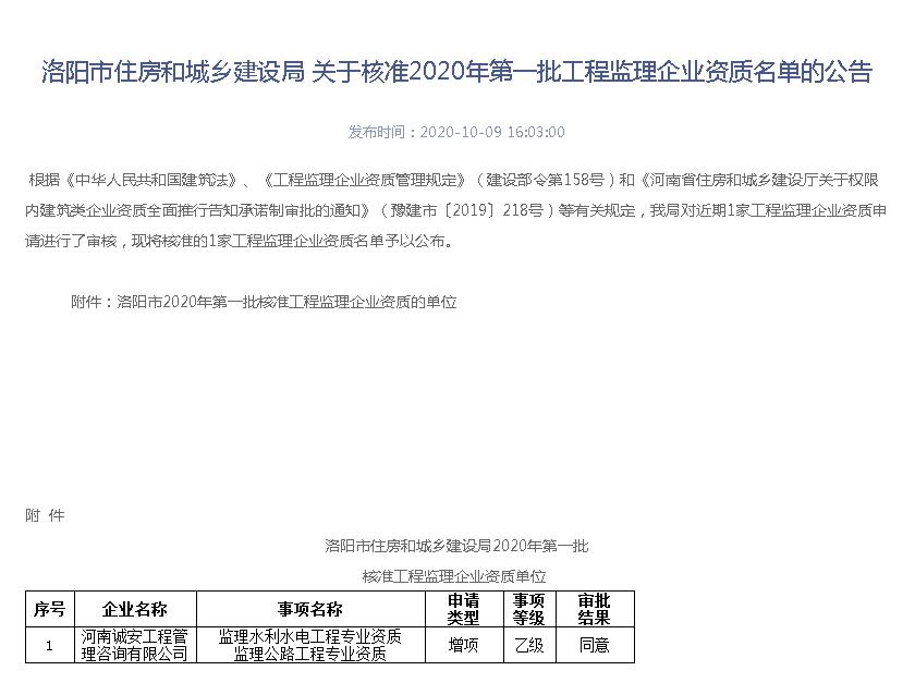 慶賀！河南誠安新資質(zhì)審批通過?。?！